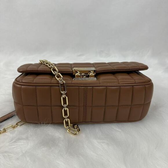 Michael Kors Tribeca Large Quilted Leather Shoulder/Crossbody Bag in Brown - Picture 6 of 9